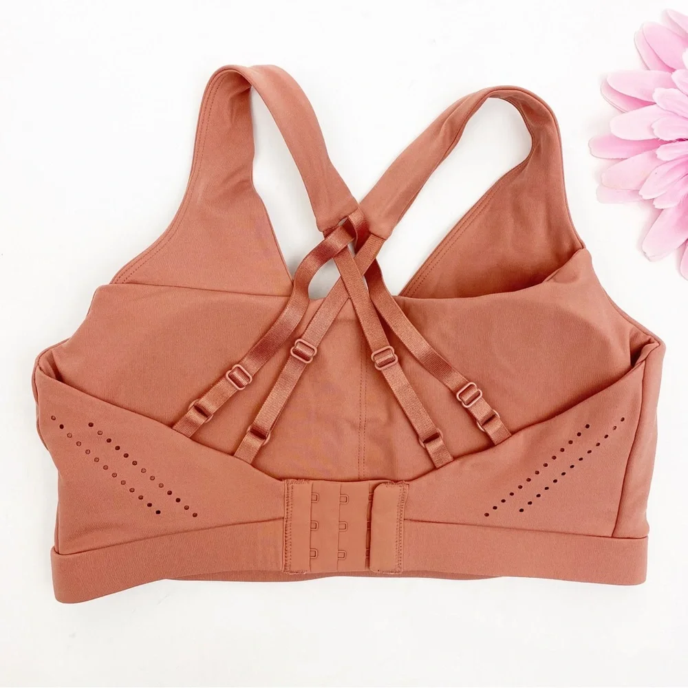 NEW Gymshark Laser Cut Strappy Sports Bra Deep Blush Pink Terracotta